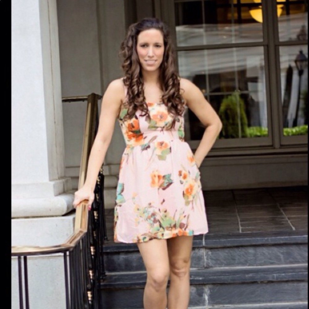 Peach Floral Dress